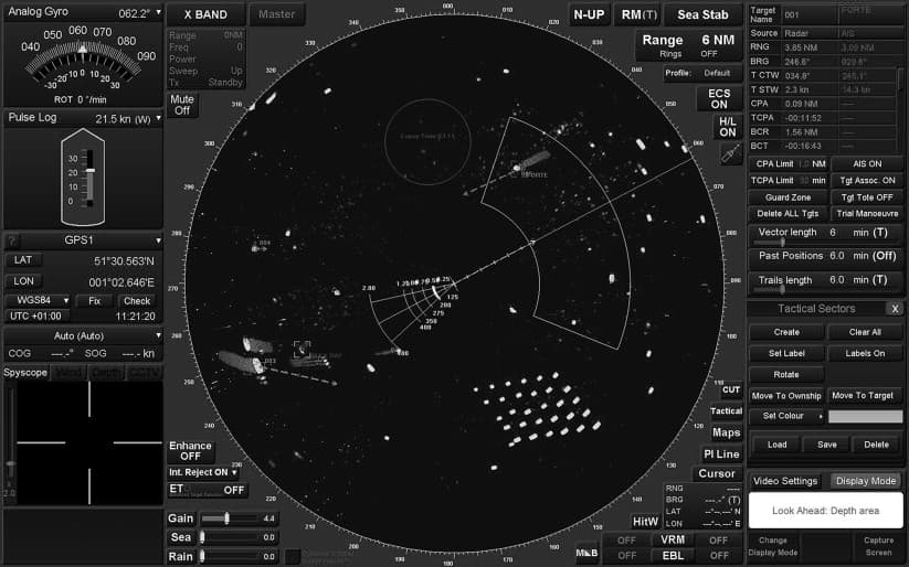 Real-time radar tracking showing suspicious vessel movements